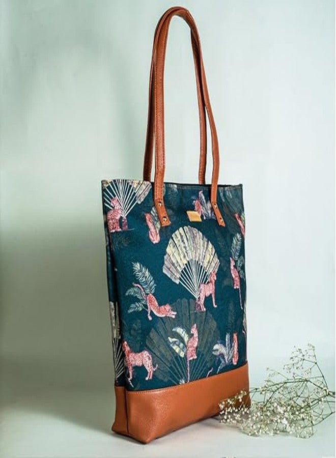 BELLORA Women's Tote Bag - Leopard Design, Top Zip Closure & Multiple Pockets - Image 3